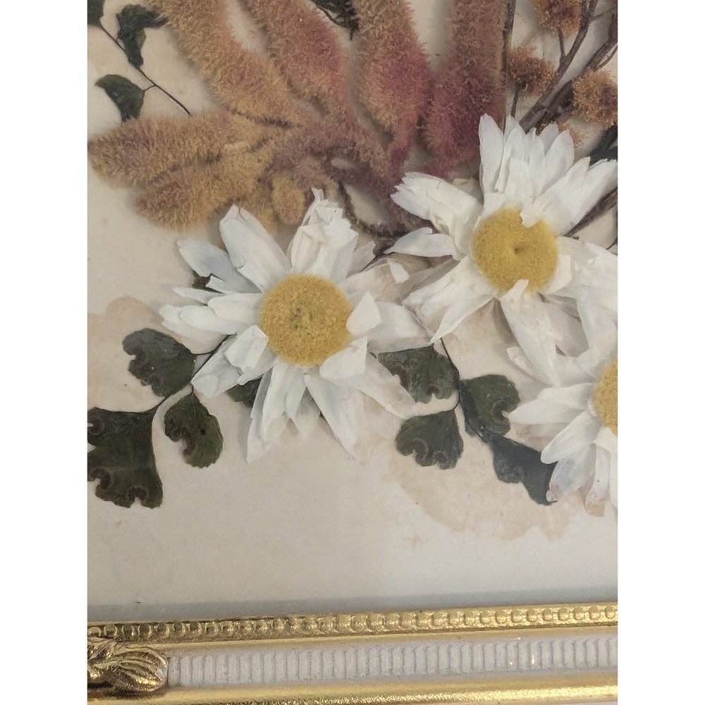 Vtg Framed Floral Dried Flower Picture Art Wall Hanging Signed Stella Turner - Picture 13 of 16